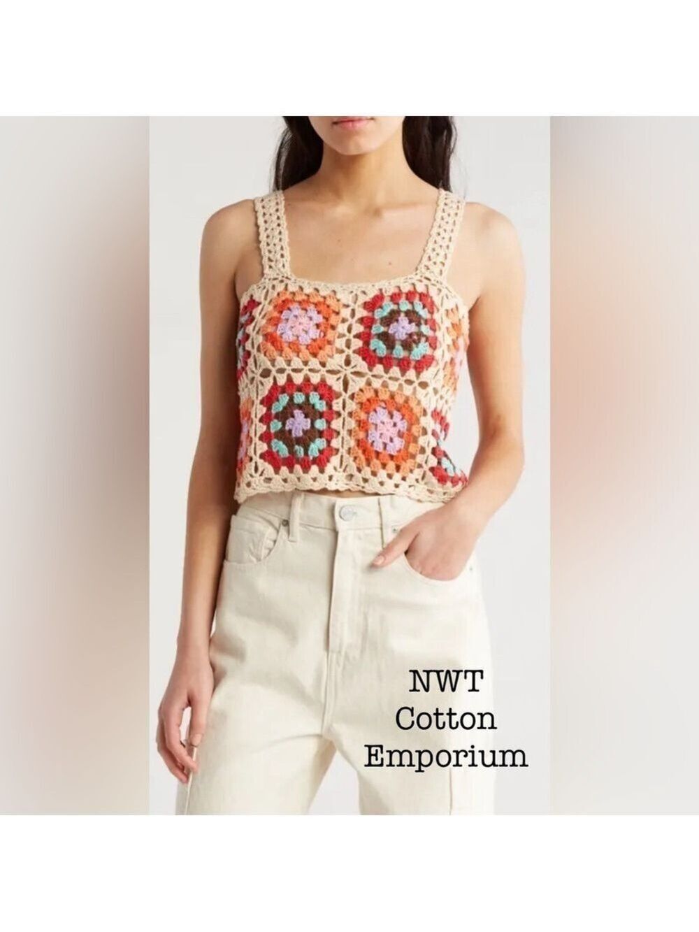 NWT Cotton Emporium Boho Crochet Free People style top size Large from Nordstrom